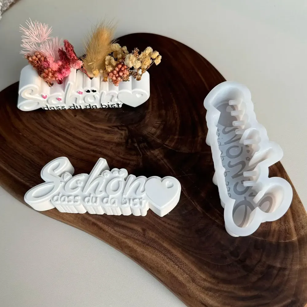 Moule silicone lettres allemandes pour loisirs créatifs vases