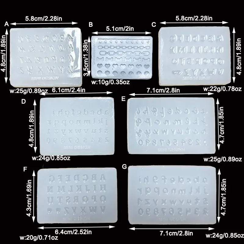 Moule silicone lettres chiffres pour bijoux DIY