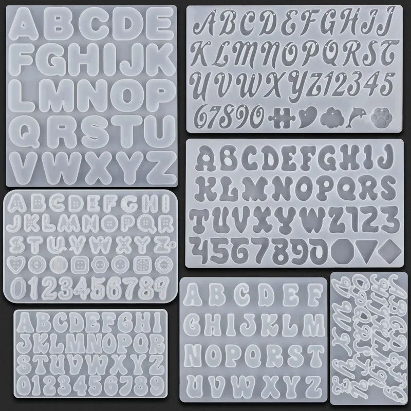 Moule silicone lettres chiffres pour porte-clés bijoux