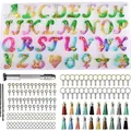 Moule silicone lettres chiffres pour porte-clés bijoux – Couleur Set 02