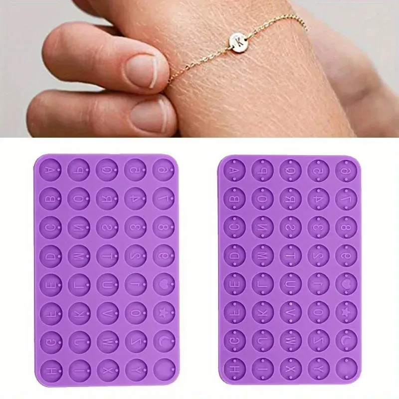 Moule silicone lettres chiffres ronds bracelet bijoux