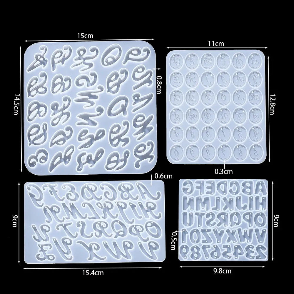 Moule silicone lettres et chiffres pour bijoux