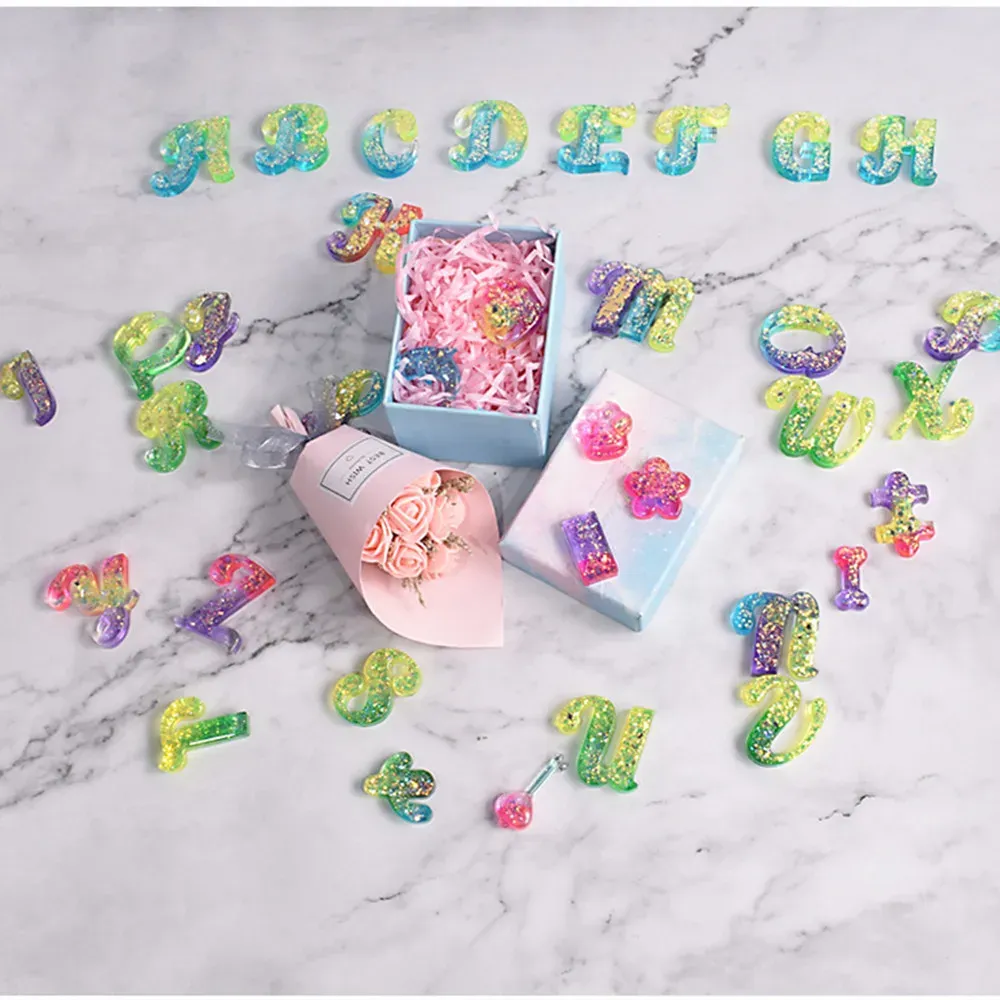 Moule silicone lettres et chiffres pour bijoux