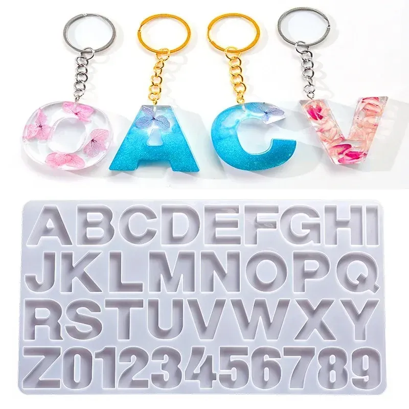 Moule silicone lettres et chiffres pour bijoux
