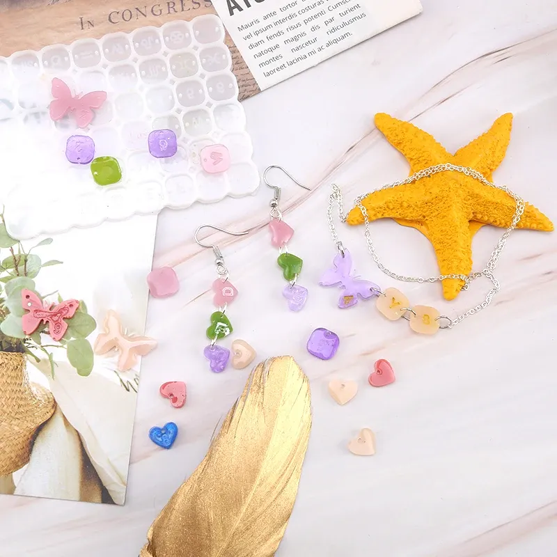 Moule silicone lettres et chiffres pour bijoux et bracelets DIY