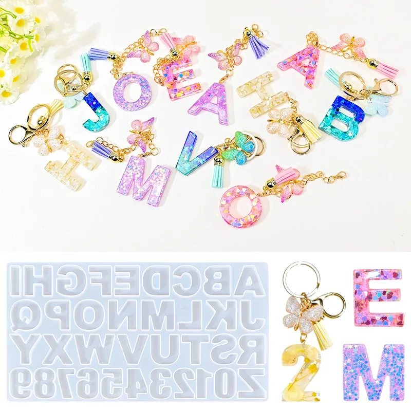 Moule silicone lettres et chiffres pour bijoux résine