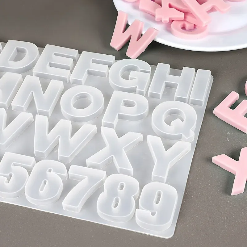 Moule silicone lettres et chiffres pour pendentifs bijoux DIY
