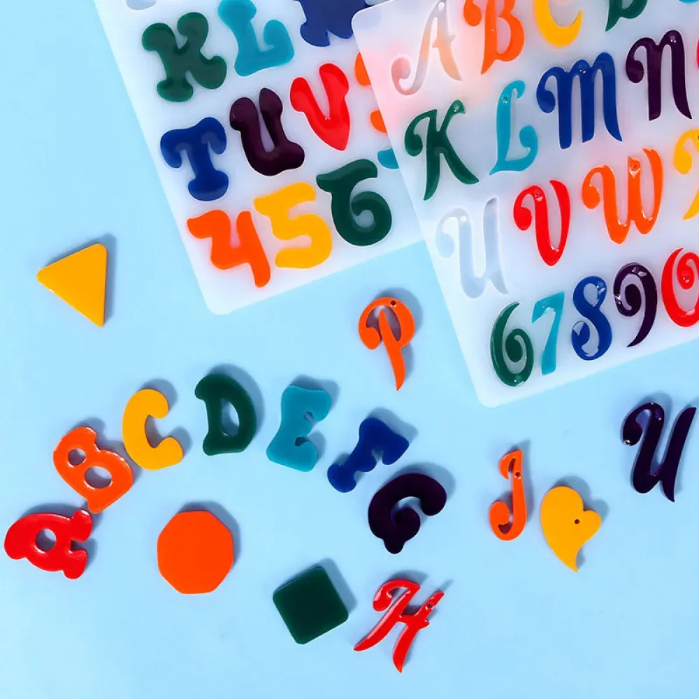 Moule silicone lettres et chiffres pour porte-clés et bijoux