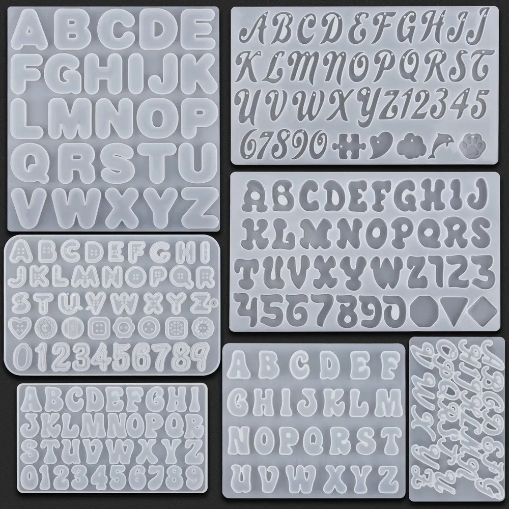 Moule silicone lettres et chiffres pour porte-clés et bijoux