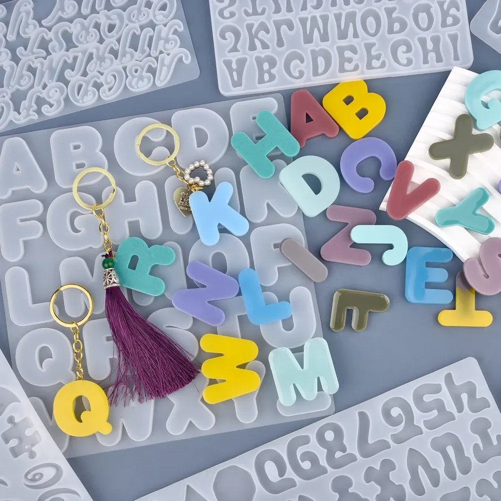 Moule silicone lettres et chiffres pour porte-clés et bijoux