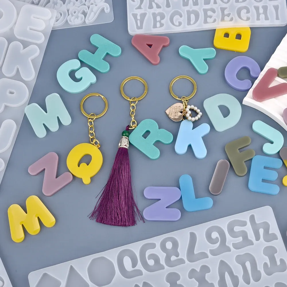 Moule silicone lettres et chiffres pour porte-clés et bijoux