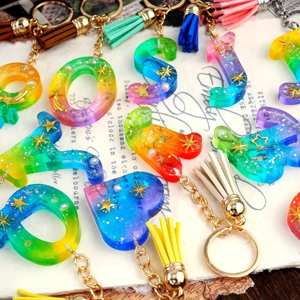 Moule silicone lettres pour porte-clés et bijoux résine