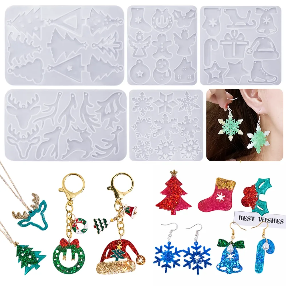 Moule silicone noël pour porte-clés et bijoux artisanaux