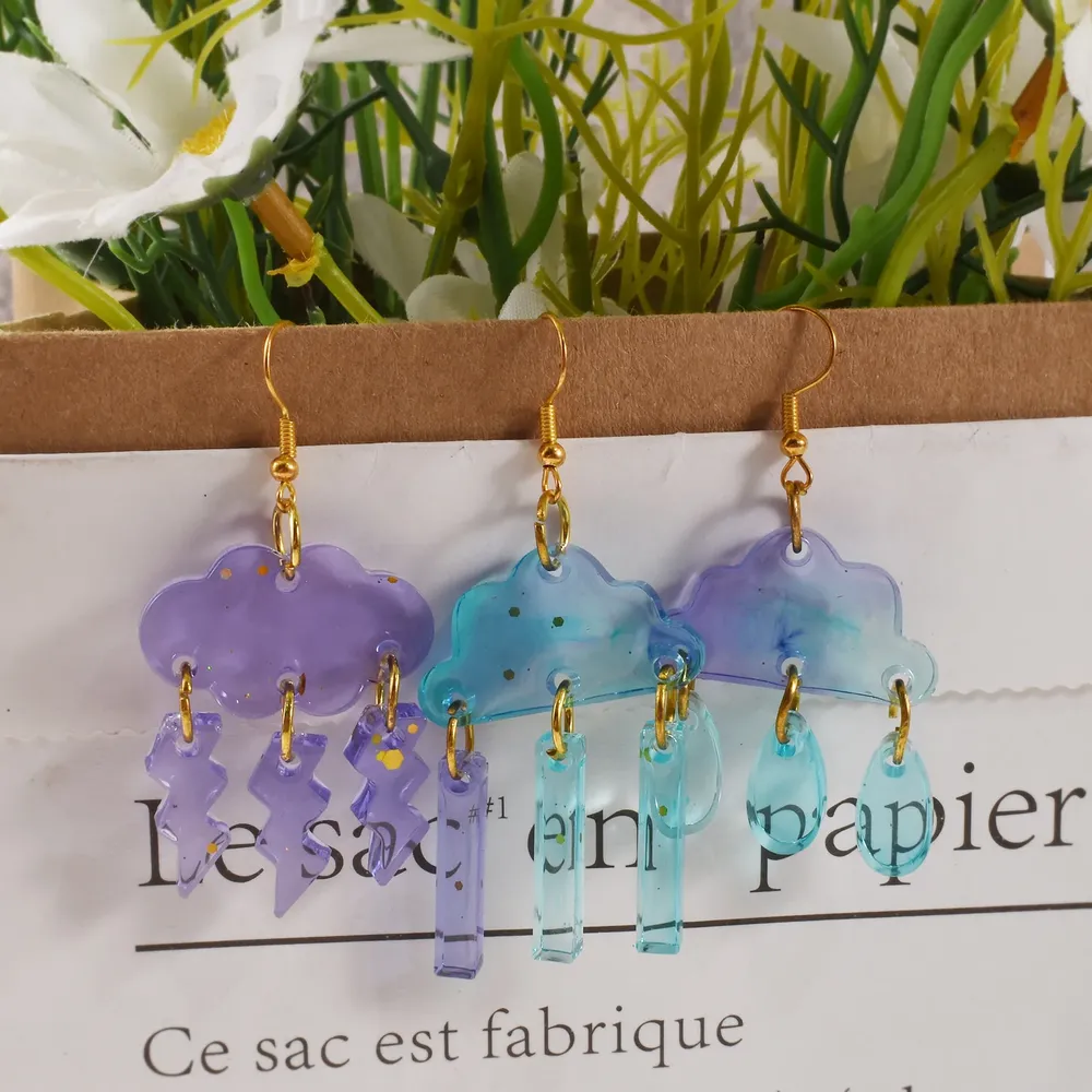 Moule silicone nuage goutte de pluie pour bijoux résine