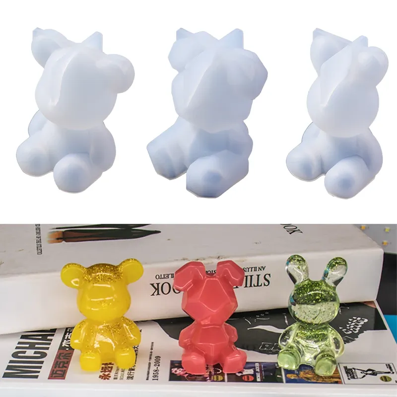 Moule silicone ours et lapin pour porte-clés