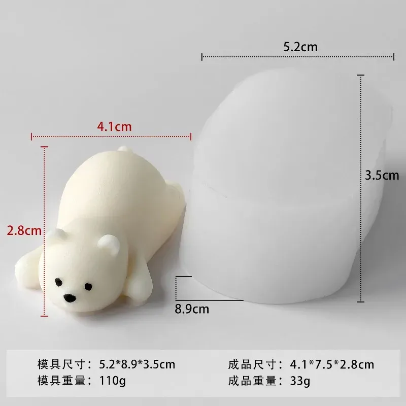 Moule silicone ours polaire 3D pour bougies et résine