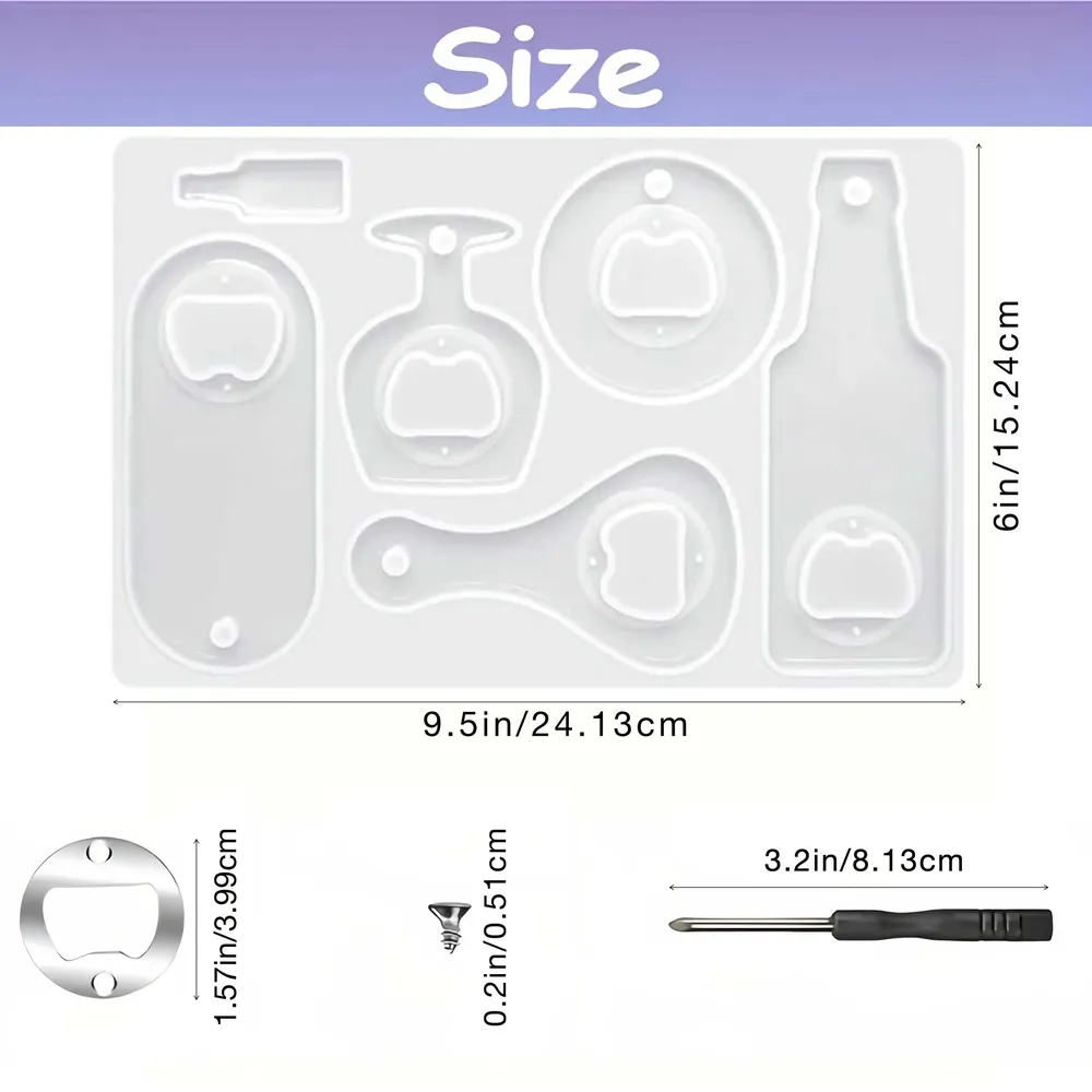 Moule silicone ouvre-bouteille résine époxy avec outils