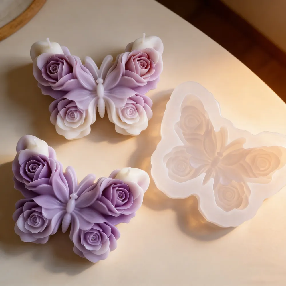 Moule silicone papillon fleur pour bougie et savon