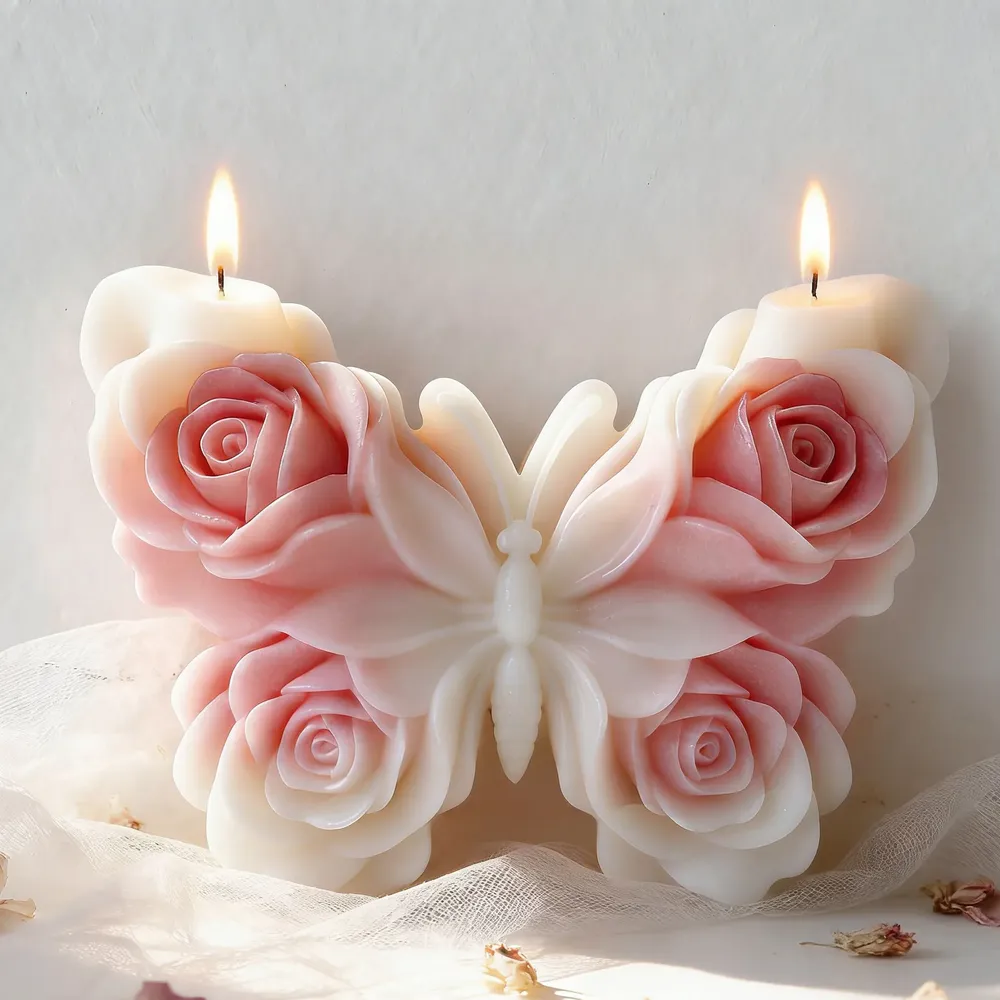 Moule silicone papillon fleur pour bougie et savon