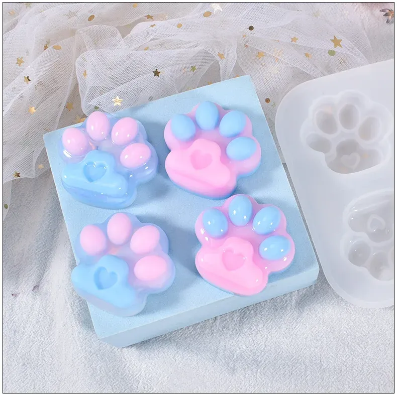 Moule silicone patte de chat pour porte-clés et bijoux