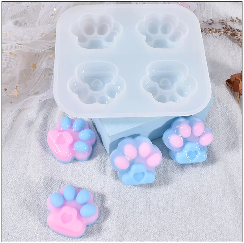 Moule silicone patte de chat pour porte-clés et bijoux