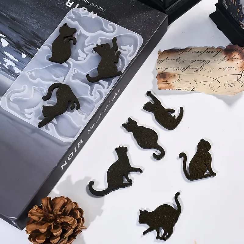 Moule silicone pendentifs chat pour bijoux