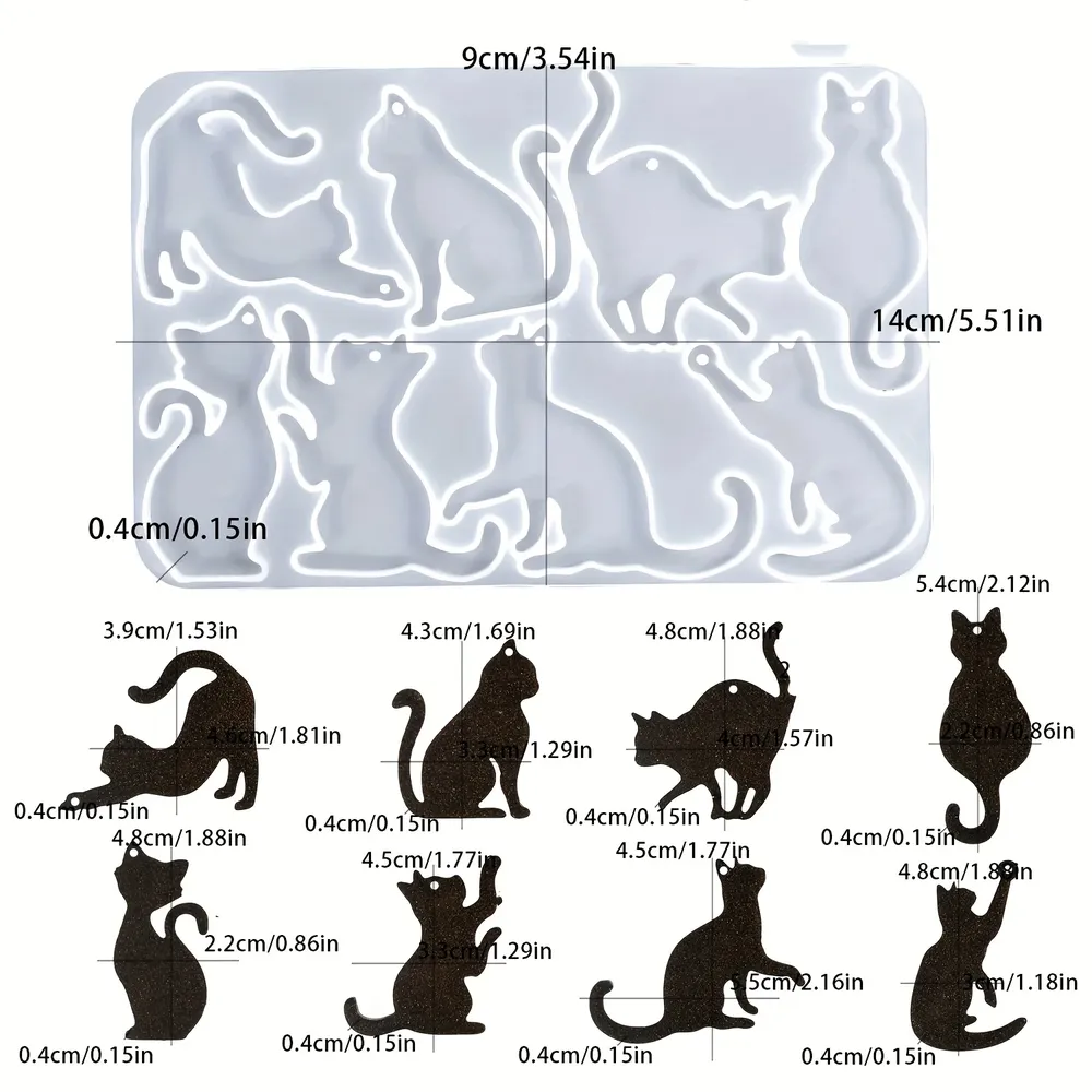 Moule silicone pendentifs chat pour bijoux
