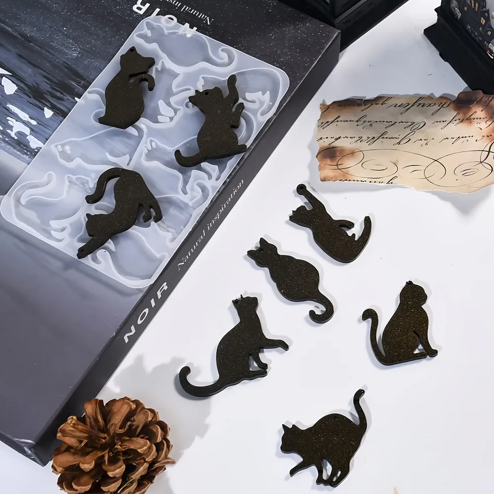 Moule silicone pendentifs chat pour bijoux