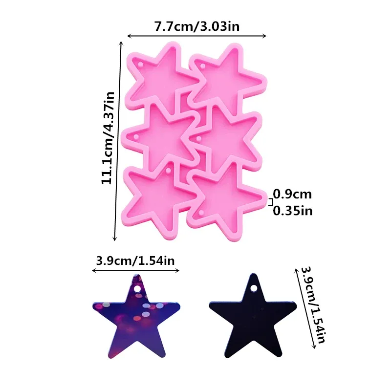 Moule silicone pentagramme pour porte-clés et bijoux