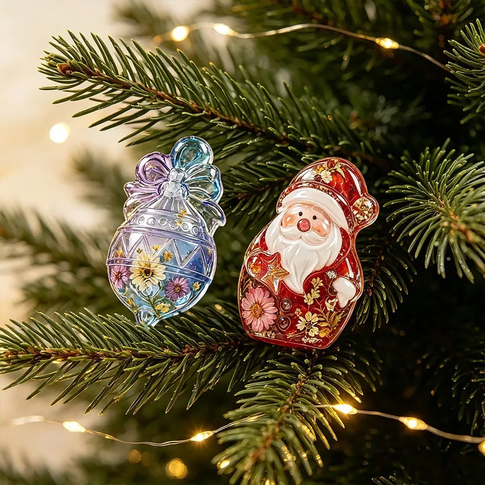 Moule silicone Père Noël sapin pendentif résine Noël