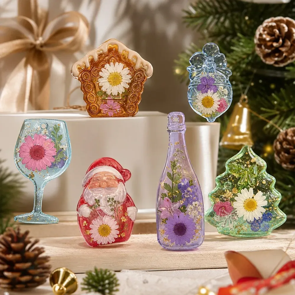 Moule silicone Père Noël sapin pendentif résine Noël