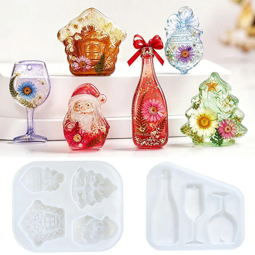 Moule silicone Père Noël sapin pendentif résine Noël