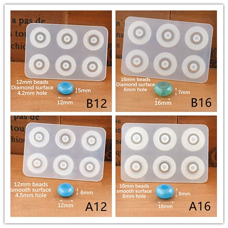 Moule silicone perles plates 12 à 16 mm pour artisanat résine
