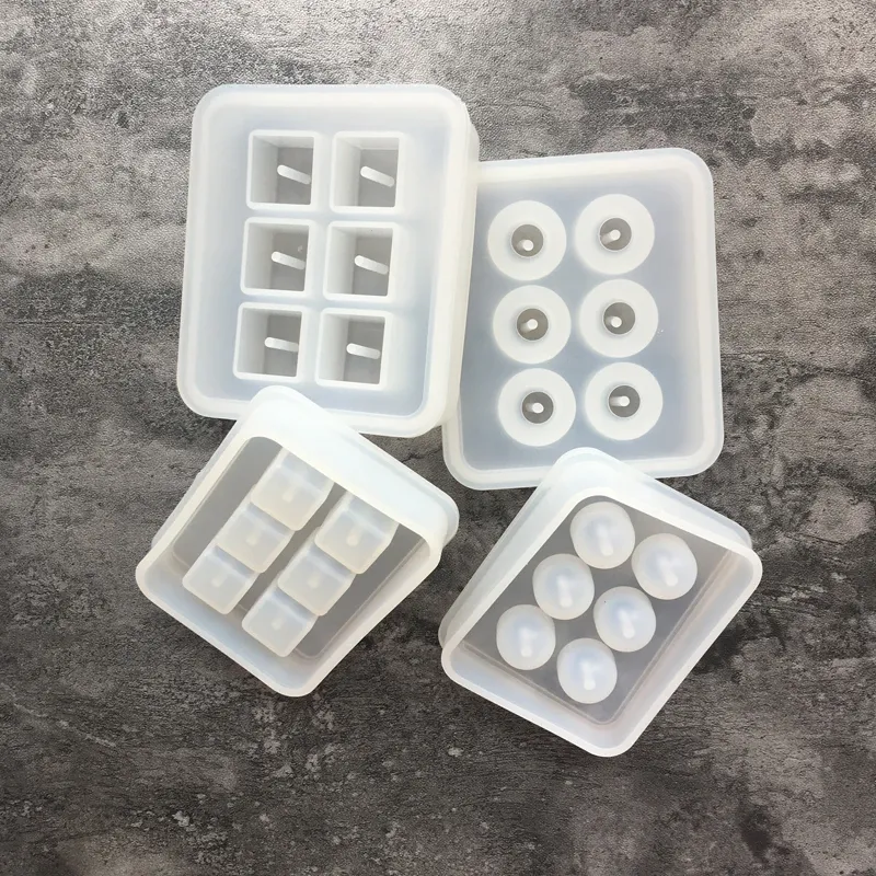 Moule silicone perles rectangulaires carrées 6 trous