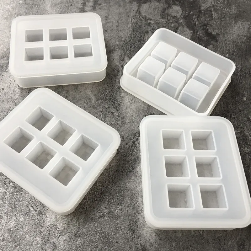 Moule silicone perles rectangulaires carrées 6 trous