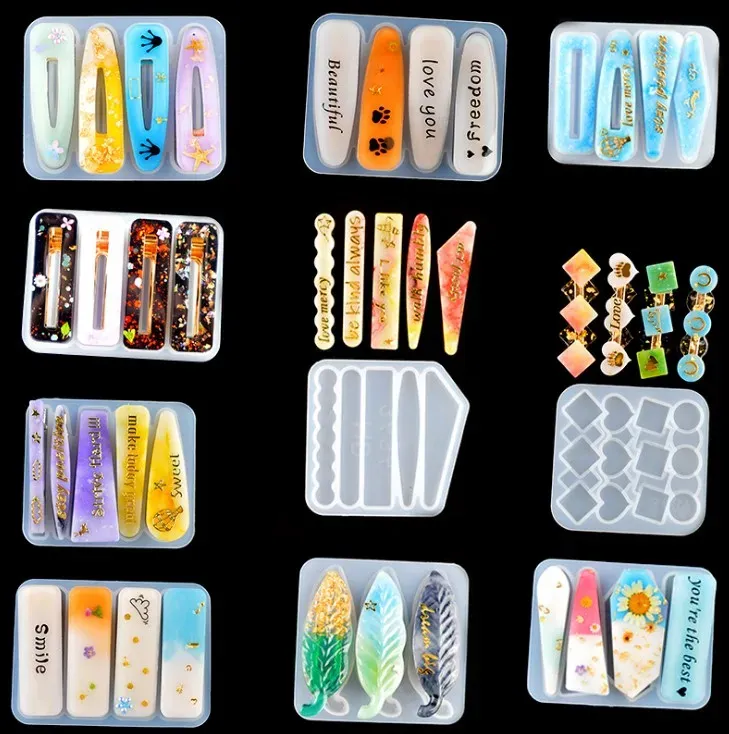 Moule silicone pinces à cheveux géométriques pour bijoux