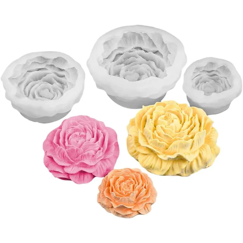 Moule silicone pivoine 3D pour bougie et savon