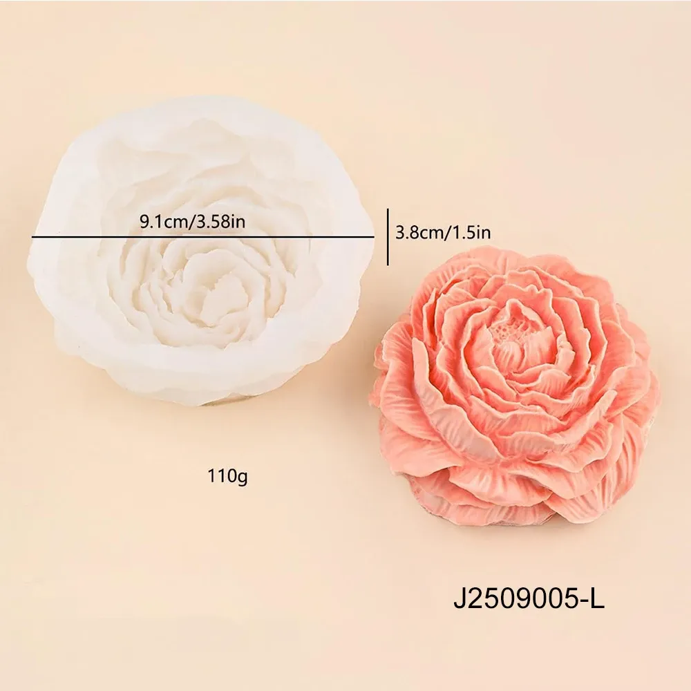 Moule silicone pivoine 3D pour bougie et savon