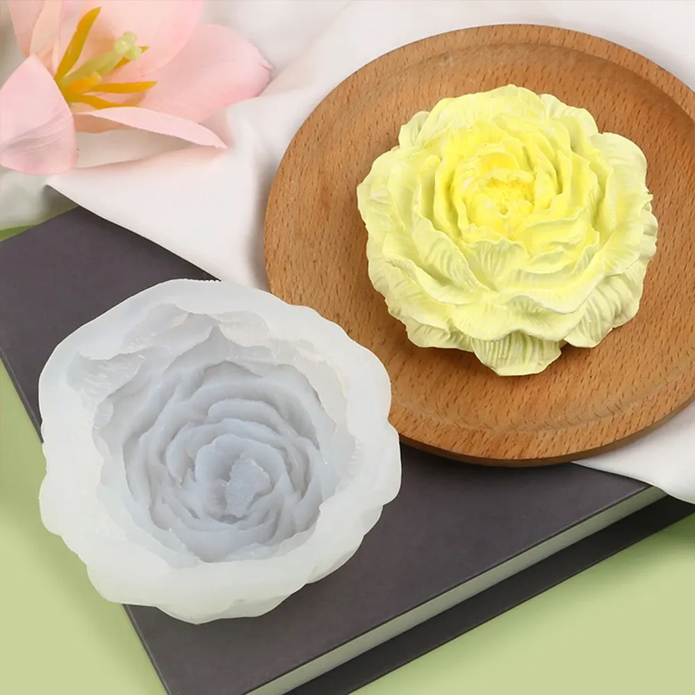 Moule silicone pivoine 3D pour bougie et savon