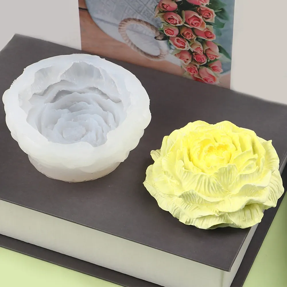 Moule silicone pivoine 3D pour bougie et savon