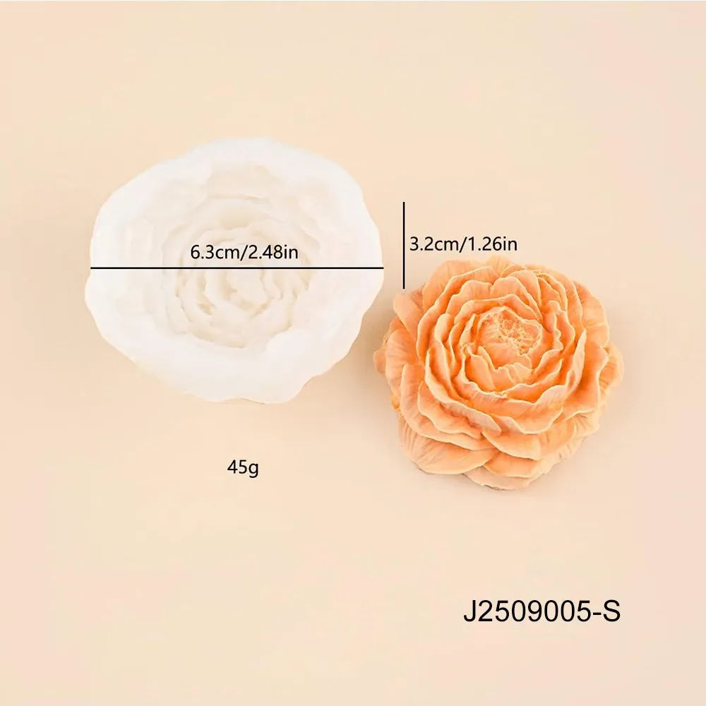 Moule silicone pivoine 3D pour bougie et savon