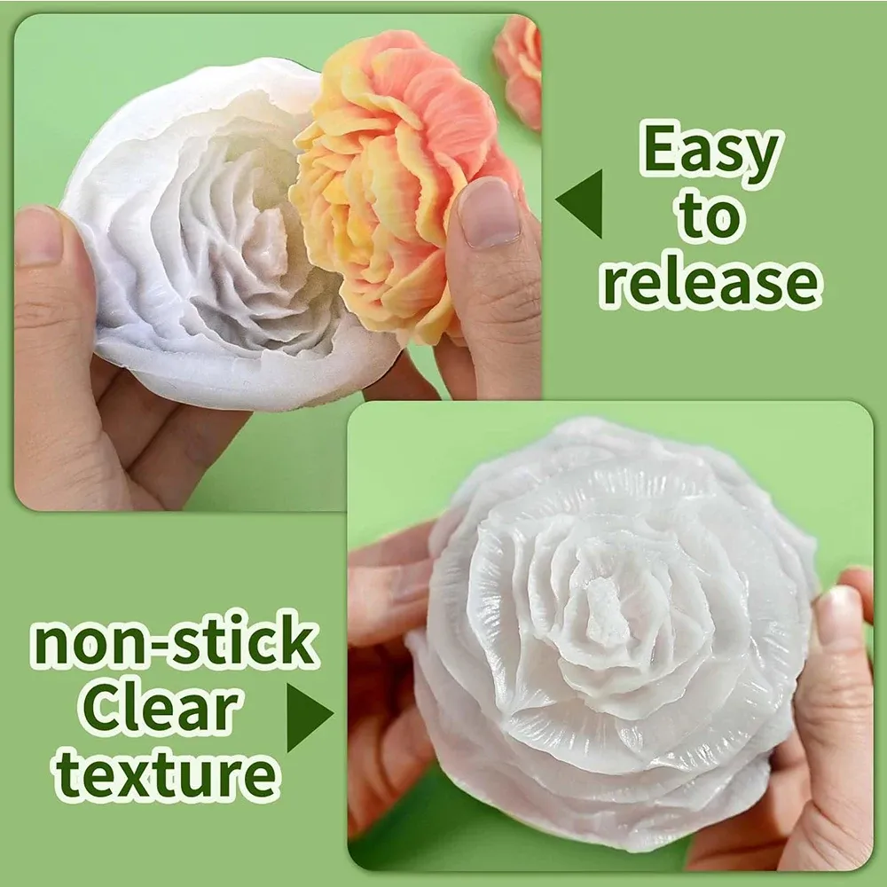 Moule silicone pivoine 3D pour bougie et savon