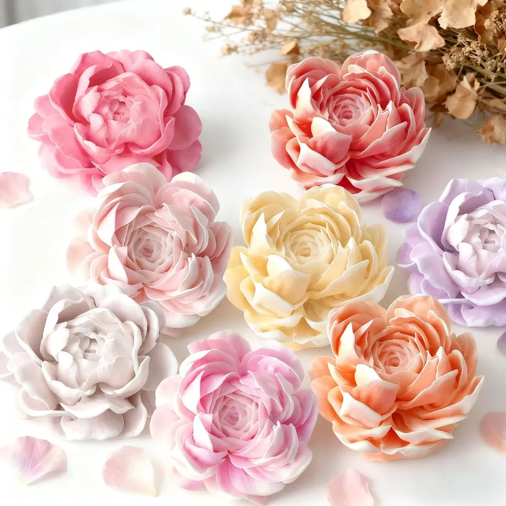 Moule silicone pivoine jasmin pour bougie et savon
