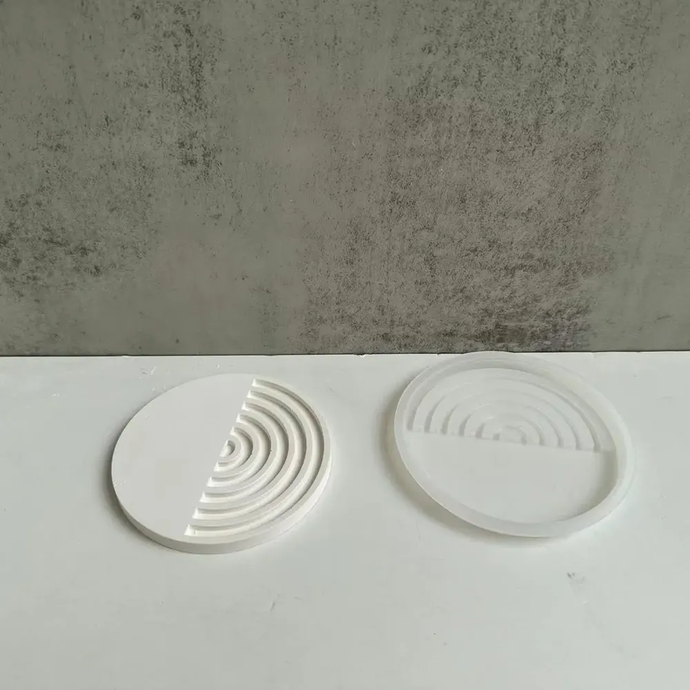 Moule silicone plateau demi-rayure, bijoux, béton, dessous de verre