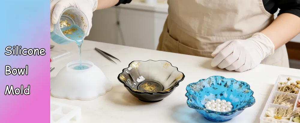 Moule silicone plateau fleur récipient bijoux résine