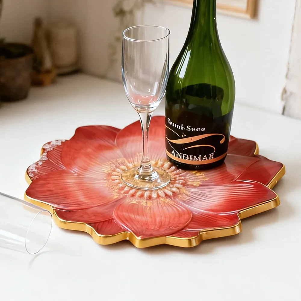 Moule silicone plateau fleurs sous-verres bijoux béton