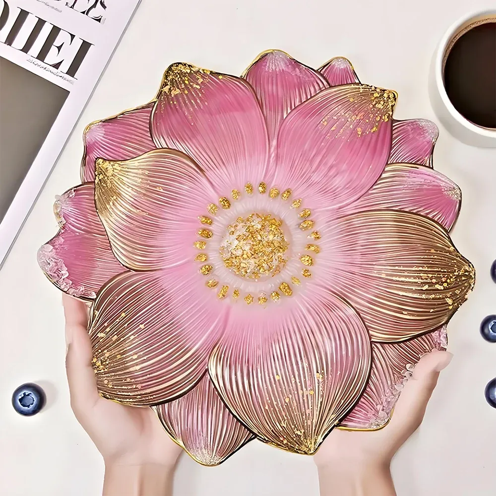 Moule silicone plateau fleurs sous-verres bijoux béton