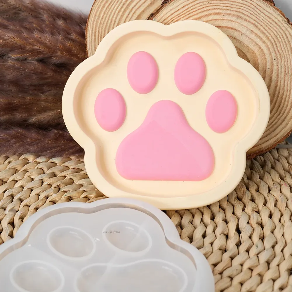 Moule silicone plateau griffes chat, cendrier, dessous verre, plâtre