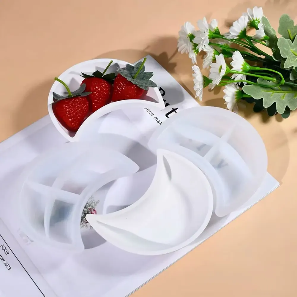 Moule silicone plateau miroir lune et fruits
