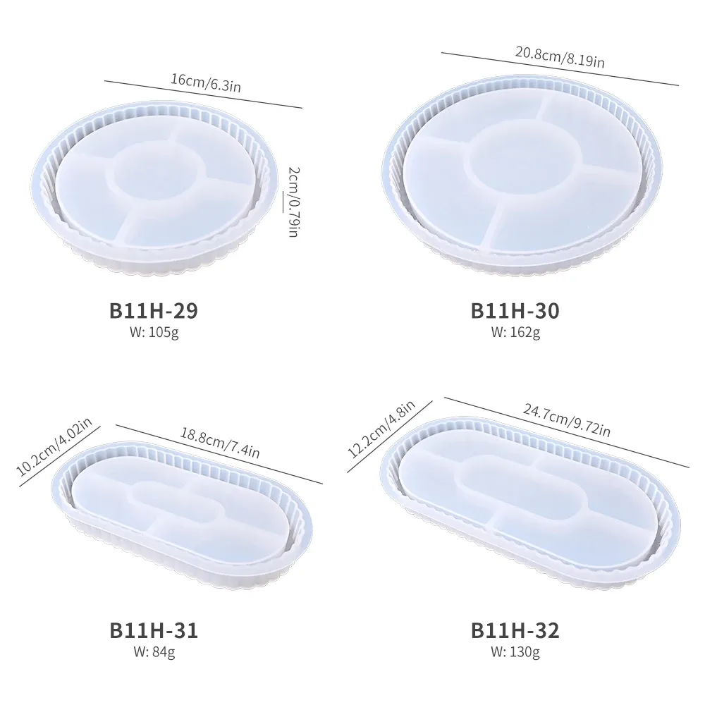 Moule silicone plateau ovale bord rayé pour résine